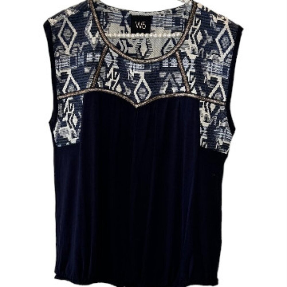 W5 Beautiful Tribal Embroidered Sleeveless Top XL